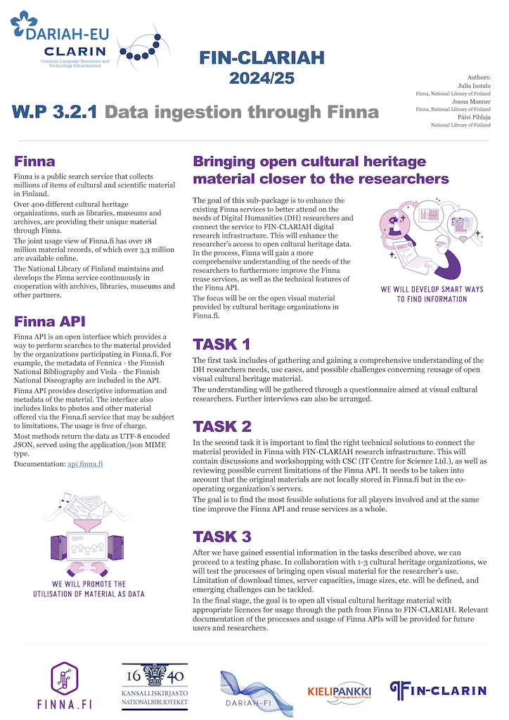 Image of the poster W3.2.1 Data ingestion through Finna