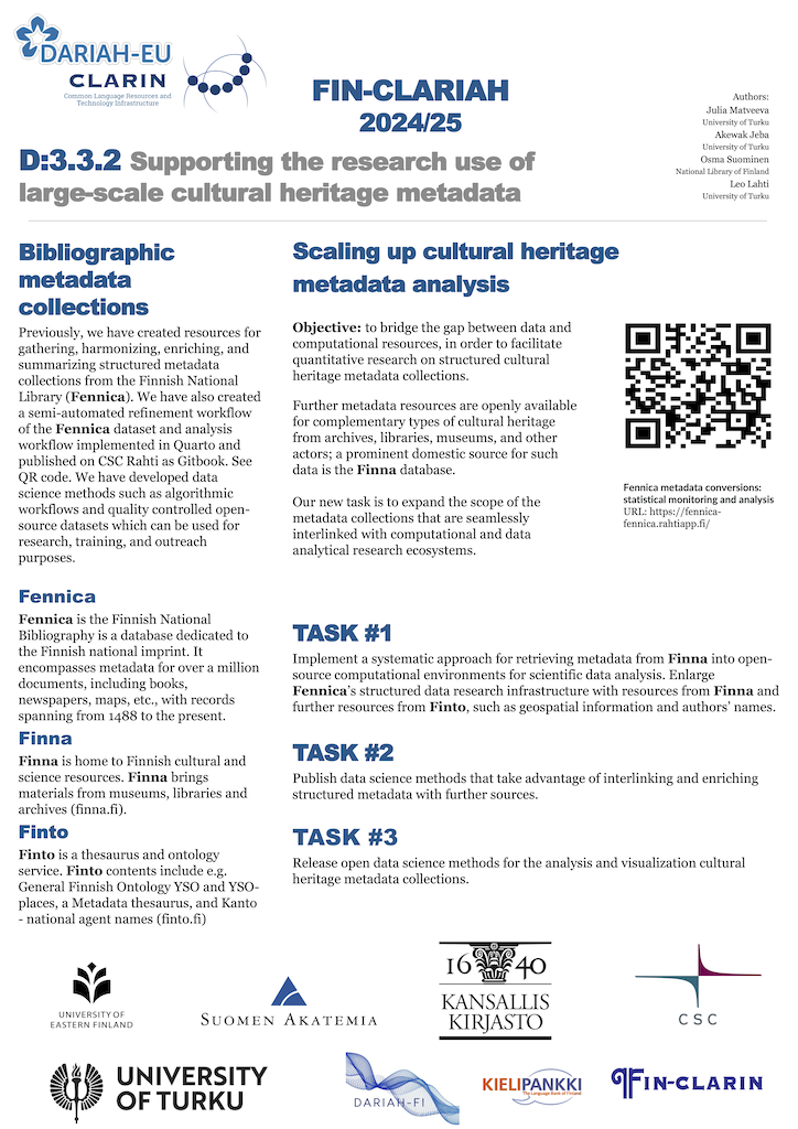 Image of the poster W3.3.2 Supporting the research use of large-scale cultural heritage metadata